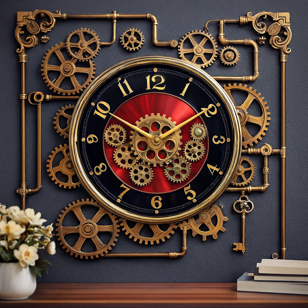 Ceas modern de perete cu rotite in miscare si mecanism silentios, 35 cm