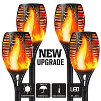 Set 4 lampi solare tip torta cu efect flacara, varianta mare 78cm, 96LED - imagine 2