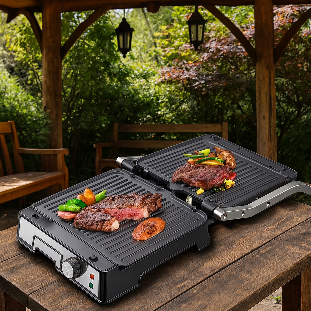 Gratar Electric RAF R.2687 – 2000W, cu Placi Rabatabile 180 Grade – Gatire Rapida pe Ambele Parti