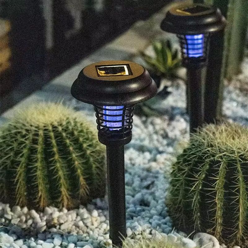 Set 2 Lampi solare LED si capcana pentru insecte, senzor de lumina, grila de siguranta, buton Off/On1/On2, 600 mAh
