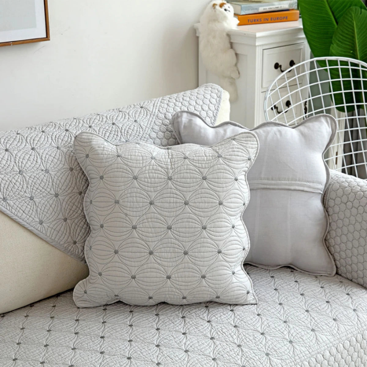 Perna decorativa din bumbac cu husa detasabila, 45 x 45 x 10 cm