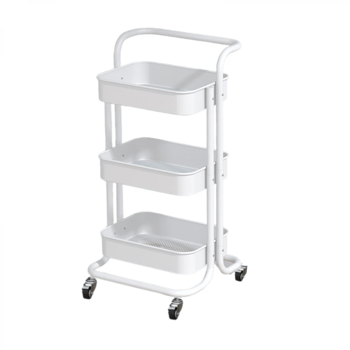 Raft portabil cu 3 nivele – cu cosuri metalice si roti rotative 360°