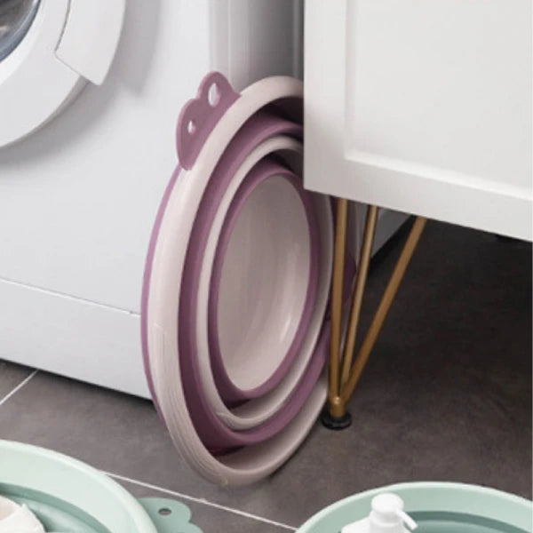 Set 2 ligheane pliabile (6L + 4L) cu suport autoadeziv pentru baie, voiaj, bebelus, compact, 39/35 cm