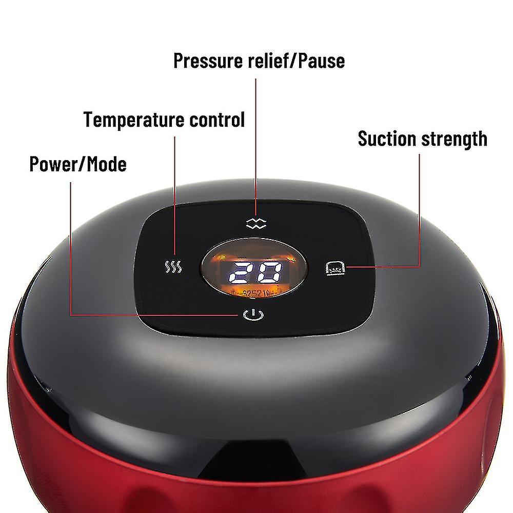 Aparat Masaj Vacuum Electric, cu afisaj electronic, imbunatateste circulatia sanguina, 12 niveluri Lumina Rosie si Presiune Negativa
