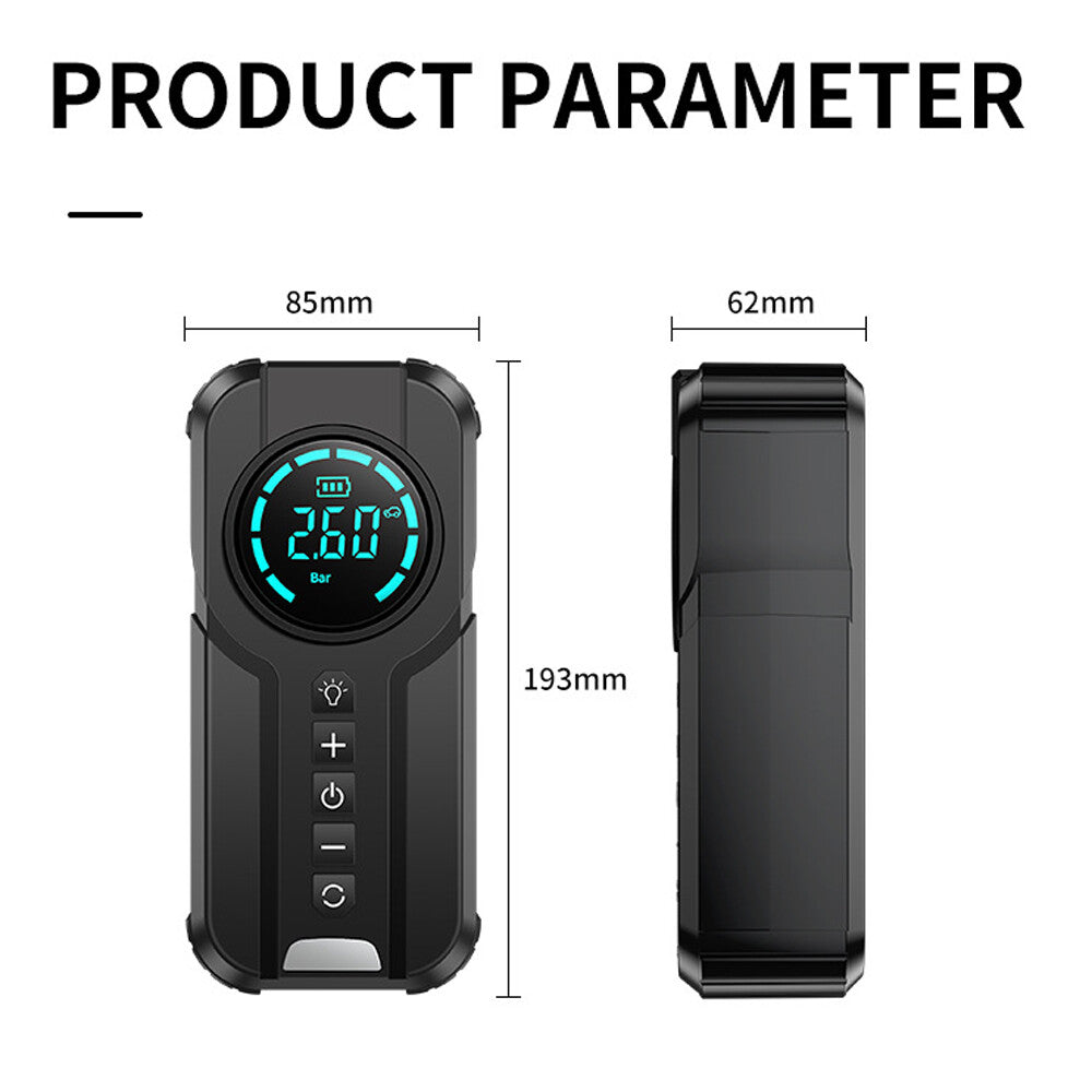 Compresor auto multifunctional 5 in 1 cu pornire urgenta, afisaj digital si baterie externa