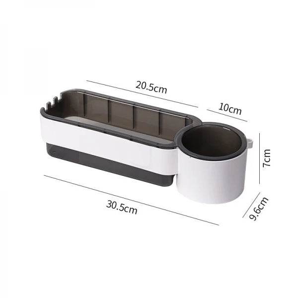 Suport autoadeziv pentru uscatorul de par, pahar pentru articole baie, ABS, 30.5 x 9.6 x 7 , alb