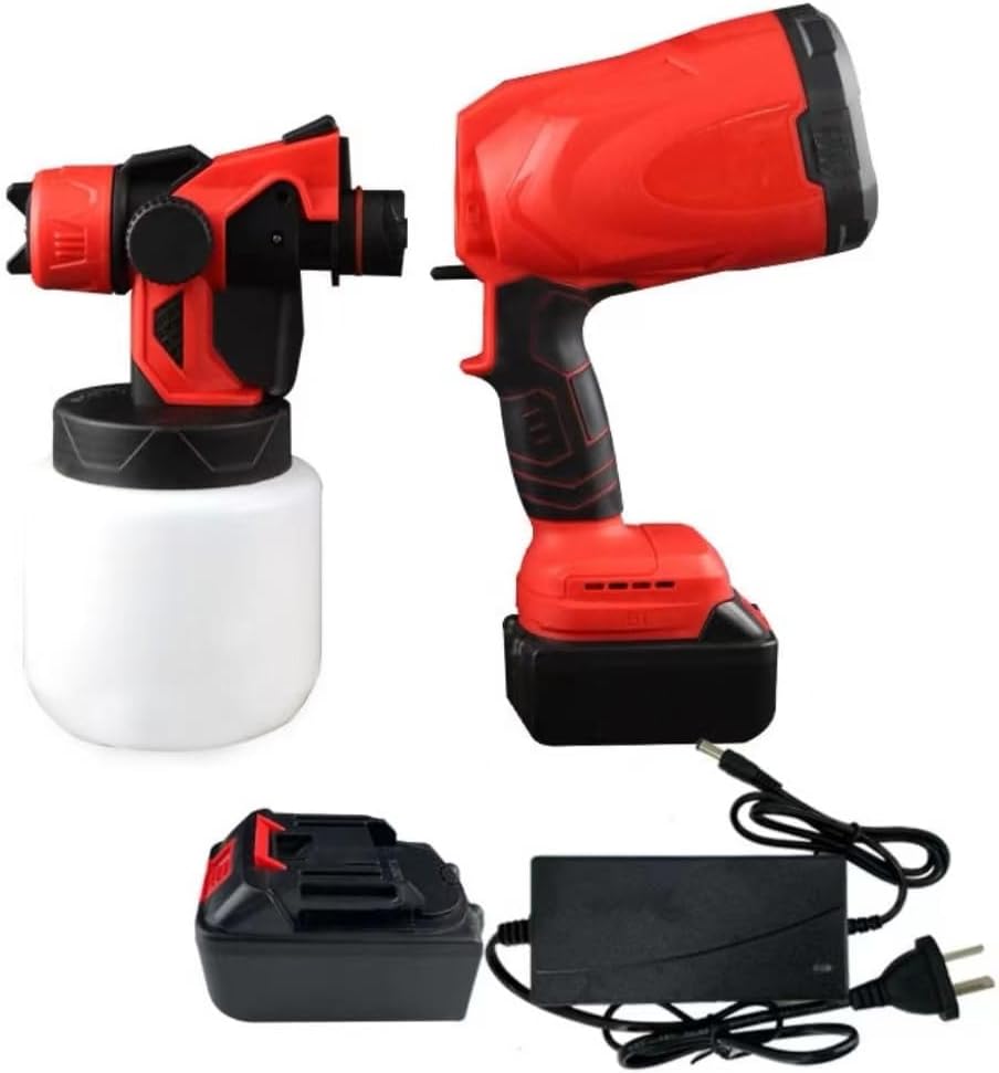 Pistol Electric de vopsea cu 2 acumulatori de 48v, 1000ml - 3 moduri de pulverizare, ideal pentru tavane, pereti si garduri, albastru