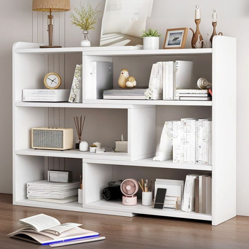 Biblioteca cu 6 compartimente, rotativa, cu lungime reglabila si extensibila, (60-120)×17×80cm, alb