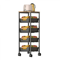 Suport slim portabil cu 5 nivele, 4 rafturi retractabile si 1 polita din MDF, rotativ 360°, 38x 23.5 x 81.5 cm - imagine 6