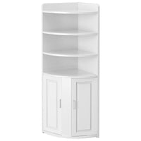 Biblioteca pentru colt cu 4 polite si dulap 2 usi, 180x50x50cm, alb - imagine 3