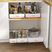 Set 3 sertare cu glisiere autoadezive soft-close, extragere totala, sina cu extensie, 3 dimensiuni, alb - imagine 4