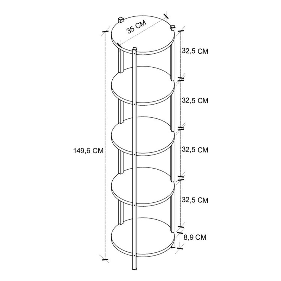 Suport flori si vase Lale cu 5 nivele, etajera decorativa pentru plante carti sau obiecte, cadru metalic + PAL melaminat 18 mm 40 x 160 cm, potrivita living balcon sau birou, stil modern scandinav Antracit - detaliu 6