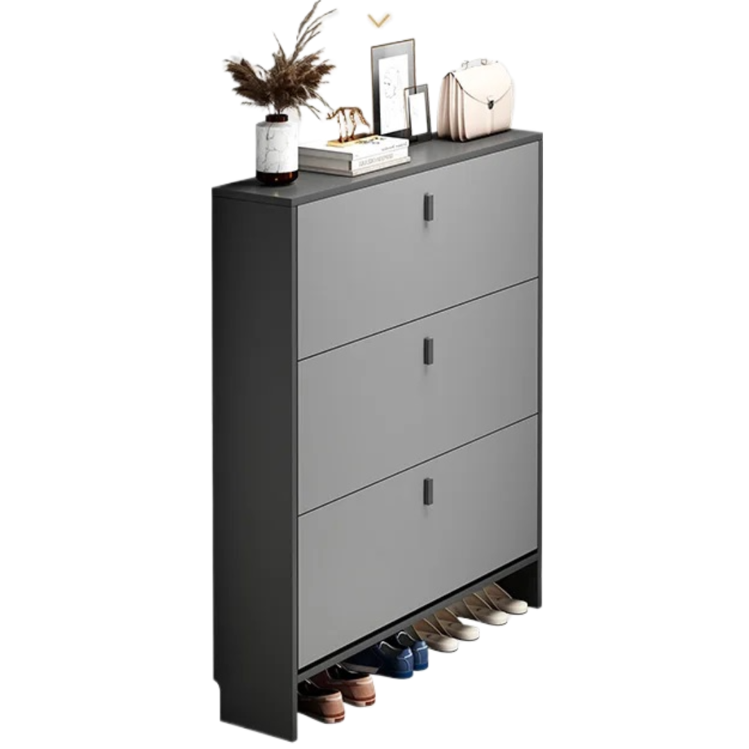 RESIGILAT - Pantofar modern cu 3 Uși – Gri, 50/80 x 17 x 120 cm