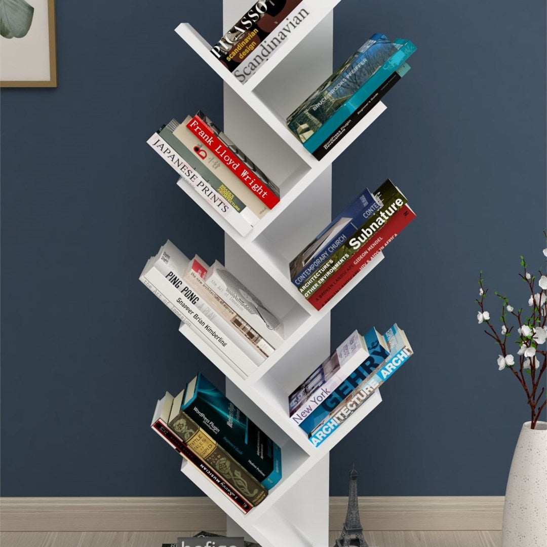 Biblioteca Copac cu rafturi decorative, etajera living 60 x 170 cm in forma de copac, cadru metalic negru + polite PAL melaminat 18 mm, element decorativ remarcabil pentru living sau birou, stil industrial modern Pin natur - detaliu 9