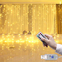 Instalatie tip perdea cu telecomanda, pentru interior, alimentare USB, alb cald - imagine 2