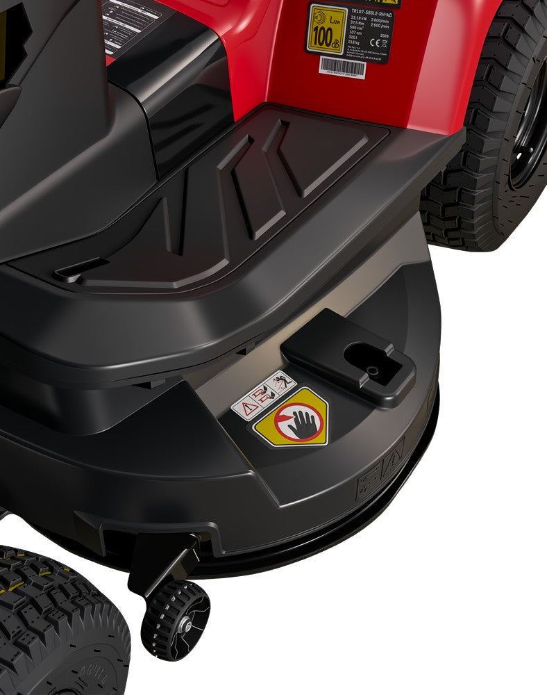 Tractoras pentru tuns gazon/iarba MESTERINO TOOLS MTBJXRM38R-D452, motor LONCIN 452 cmc, putere 12.5 cai, latime de taiere 965 mm, 7 nivele taiere, sac colector 250 litri
