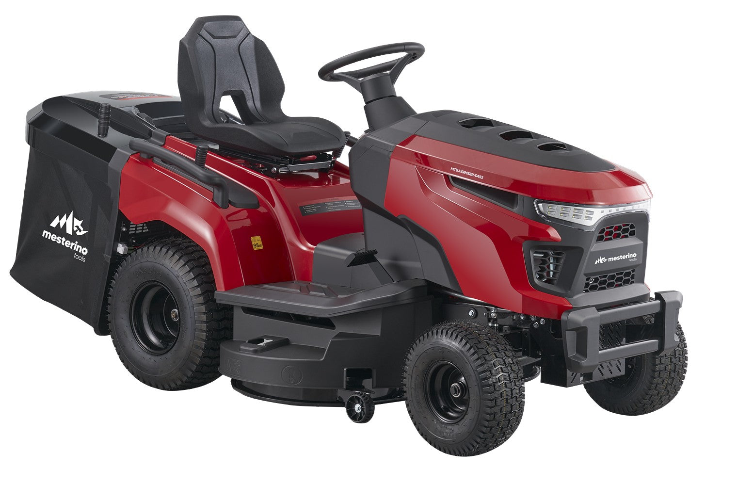 Tractoras pentru tuns gazon/iarba MESTERINO TOOLS MTBJXRM38R-D452, motor LONCIN 452 cmc, putere 12.5 cai, latime de taiere 965 mm, 7 nivele taiere, sac colector 250 litri