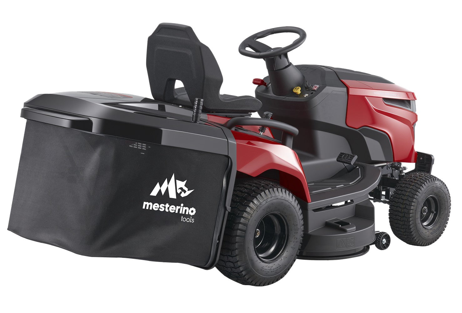 Tractoras pentru tuns gazon/iarba MESTERINO TOOLS MTBJXRM38R-D452, motor LONCIN 452 cmc, putere 12.5 cai, latime de taiere 965 mm, 7 nivele taiere, sac colector 250 litri