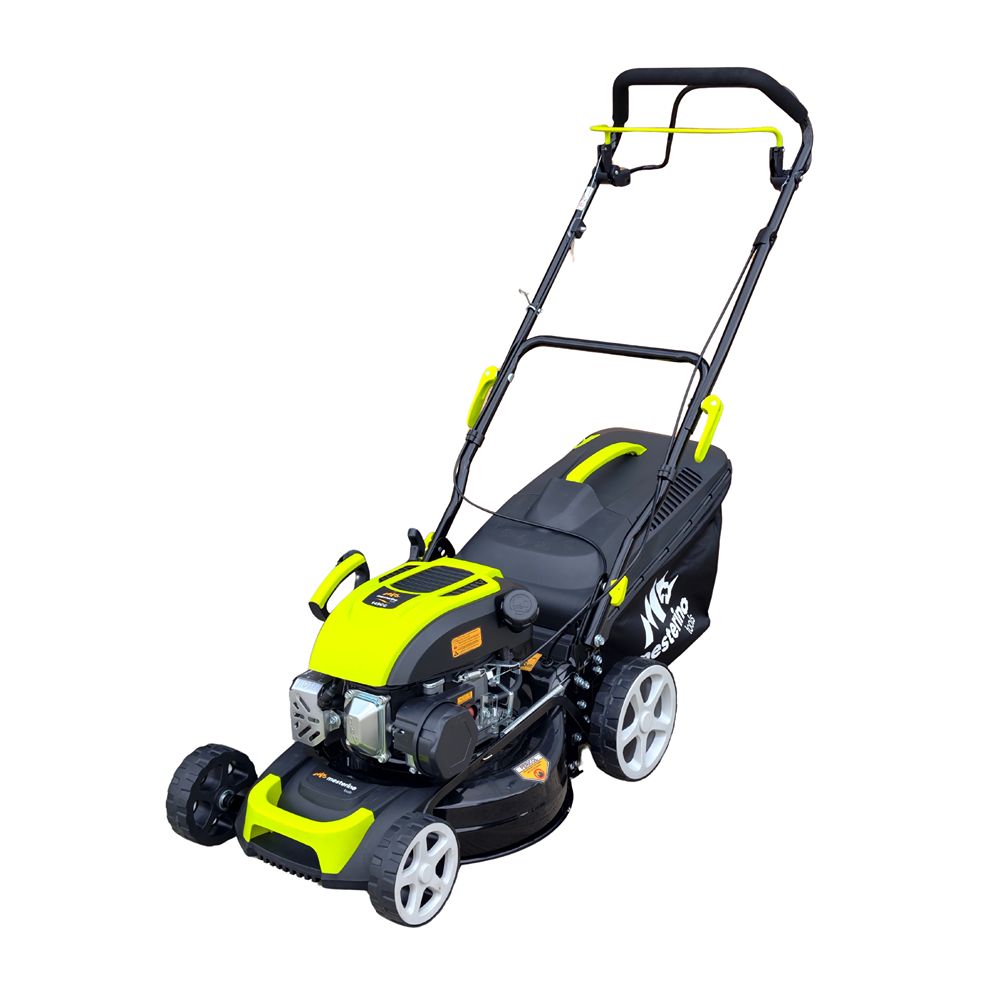 Masina autopropulsata pentru tuns gazon/iarba MESTERINO MTBJXSM41N-149, motor 4T 149 cmc, 3.3 CP, latime taiere 41 cm, 8 nivele taiere, sac colector 50 litri
