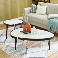 Set 2 Masute de Cafea Moderne din Piatra Sinterizata, Finisaj Lucios, Rezistente la Caldura si Pete, Design Elegant pentru