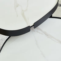 Set 2 Masute de Cafea Moderne din Piatra Sinterizata, Finisaj Lucios, Rezistente la Caldura si Pete, Design Elegant pentru