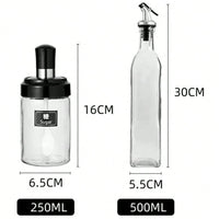 Set elegant pentru ulei, oțet și condimente – 2 sticle din sticlă 500 ml + 3 recipiente cu linguriță 250 ml