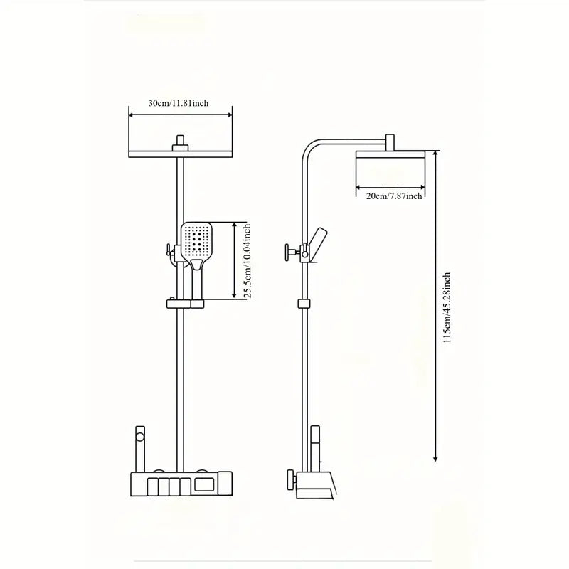 Set Coloana Dus Premium, 4 Functii, Butoane Piano, Tip Ploaie Relaxanta, Design Modern, Negru