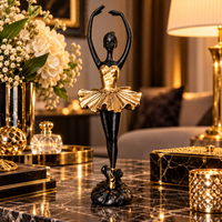 Statueta Africana Balerina Tavira Decoratiune Sculptata Manual Accente Aurii Silueta Gratioasa Casa - detaliu produs