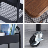 Masuta portabila pentru cafea, otel carbon, 2 polite si cu o masa de lucru, 79 x 43 x 30 cm - imagine 10