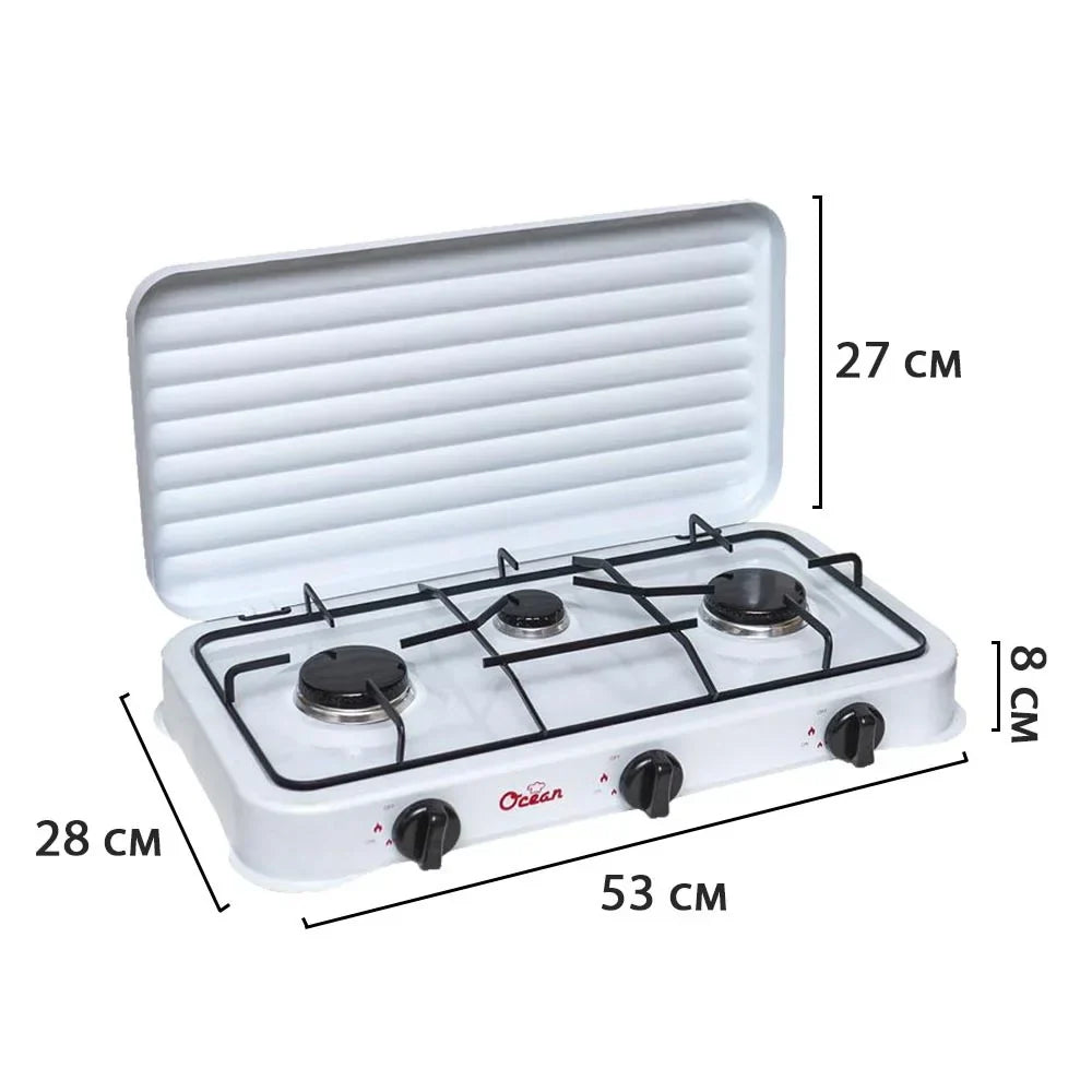 Aragaz portabil pe gaz cu 3 arzatoare – camping si uz casnic