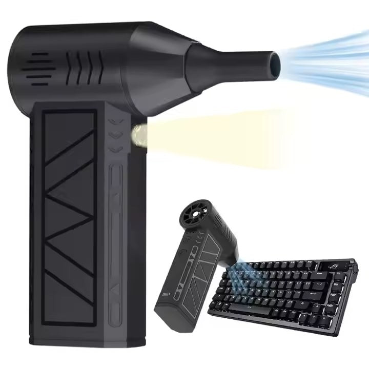 Mini ventilator de aer comprimat, 4 trepte de viteza, lanterna, incarcare USB