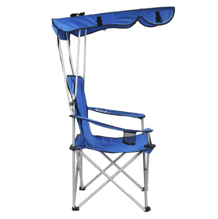 Scaun de plajă pliabil cu copertină solară 124 x 75 x 50 cm