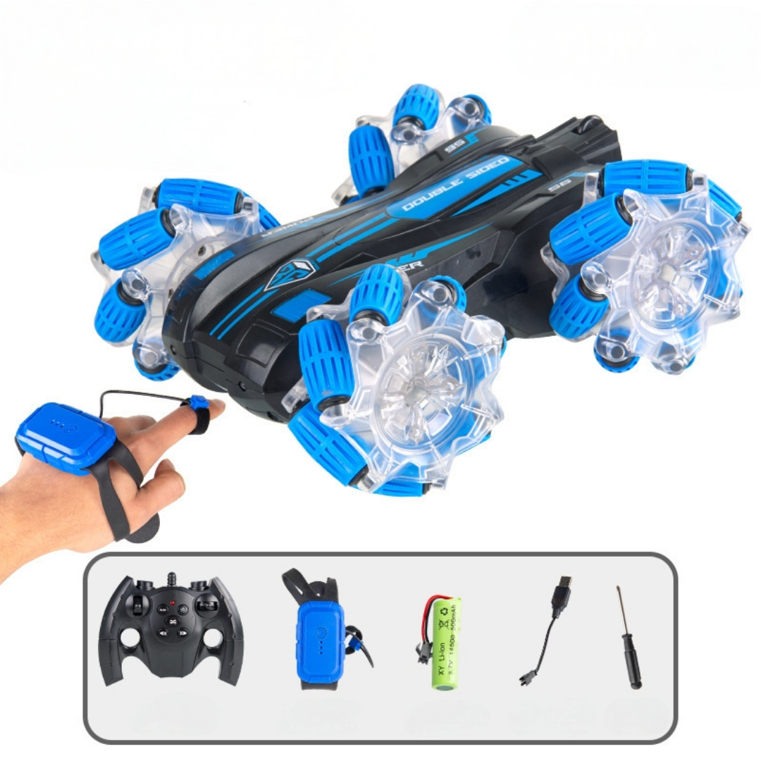 Masinuta de jucarie 4x4 cu control prin gesturi si telecomanda, off-road, fata dubla, lumini LED