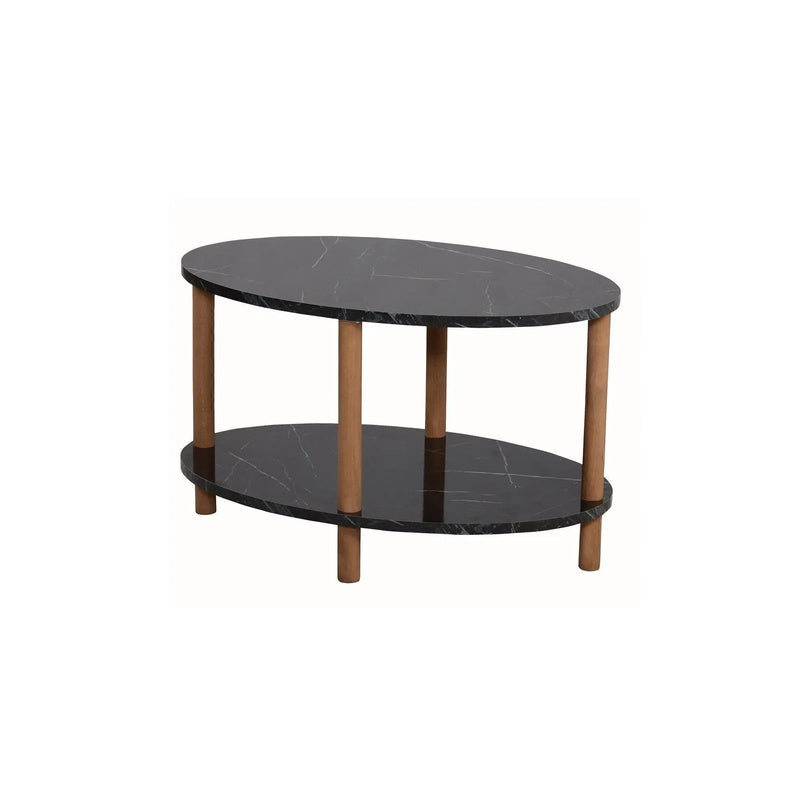 Masa de cafea ovala, cu raft inferior depozitare, 43 x 70 x 44 cm