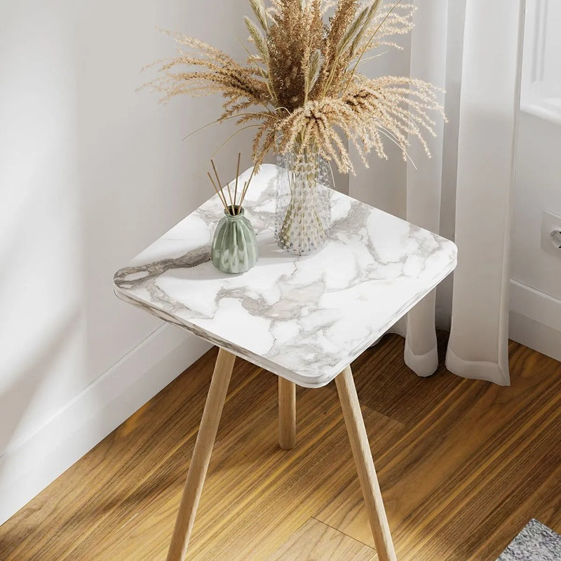 Masuta decorativa cu picioare din lemn, 34 x 34 cm, stil nordic