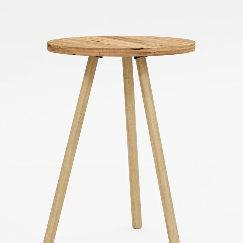 Masuta decorativa rotunda cu picioare din lemn, stil scandinav, 34x34x45 cm