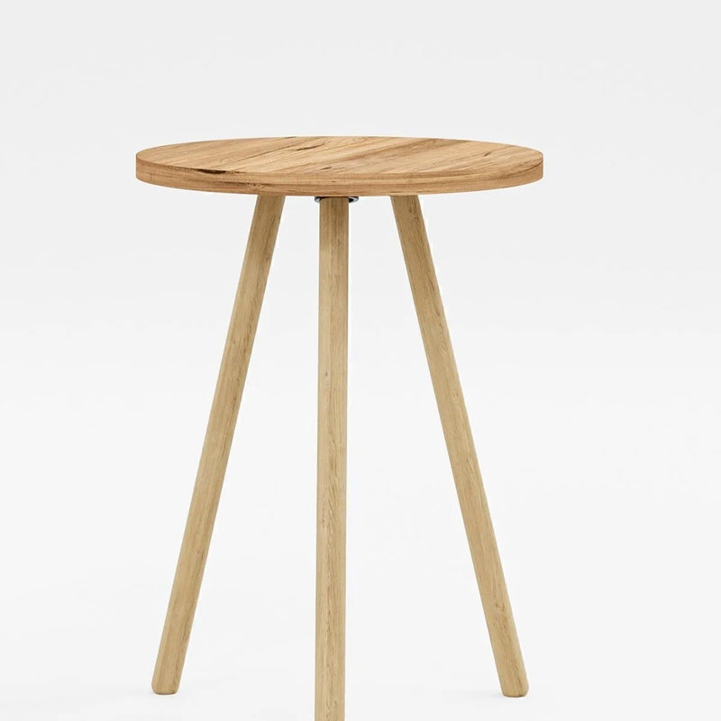 Masuta decorativa rotunda cu picioare din lemn, stil scandinav, 34x34x45 cm