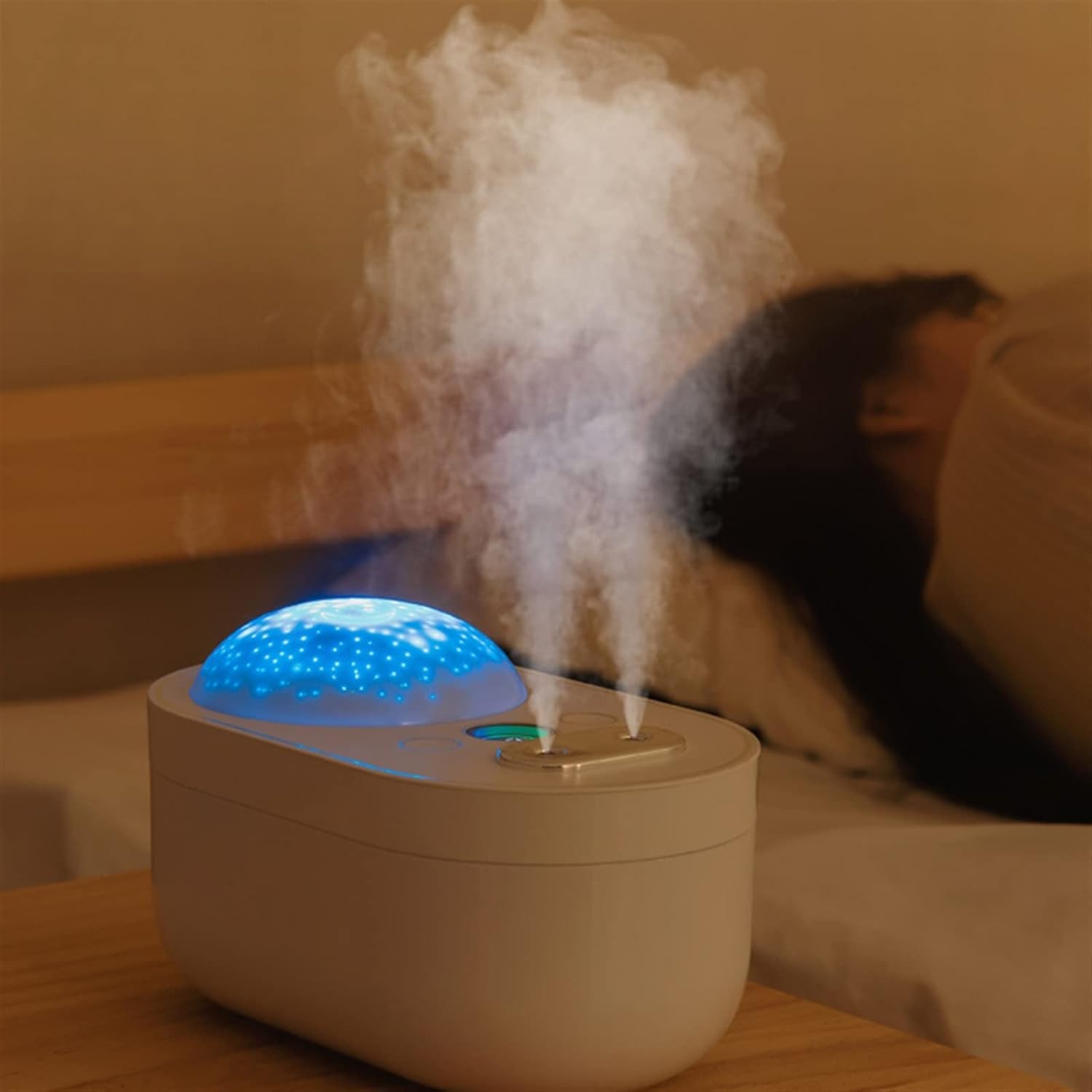 Umidificator de Aer cu Difuzor de Aroma Reincarabil Doua Pulverizatoare Lampa Veghe Proiectie - detaliu produs