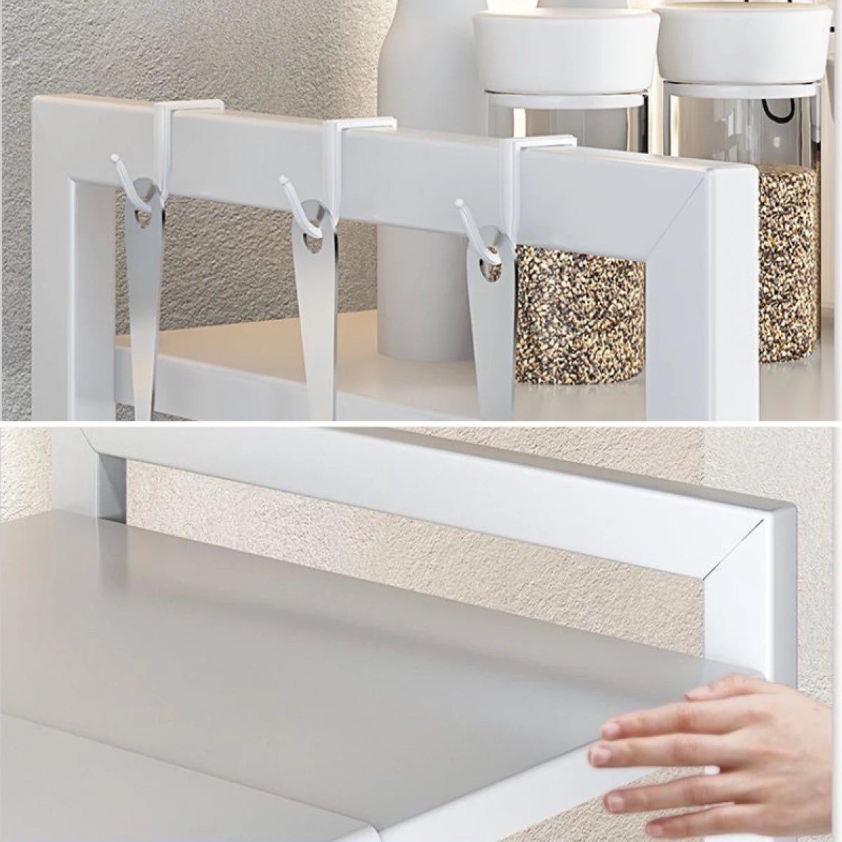 Raft metalic cuptor cu microunde, negru, etajera ajustabila, organizator bucatarie, 40-60 x 36.5 x 45 cm