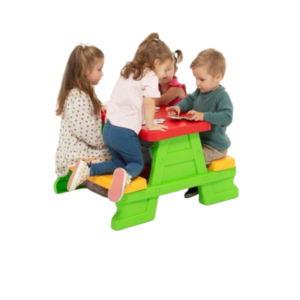 Masuta de picnic pentru 4 copii, 47 x 79 x 70 cm, maxim 35 kg, 2 ani+, Multicolor