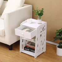 Noptiera alba decorativa, din PVC, 2 polite, 45cm - imagine 8