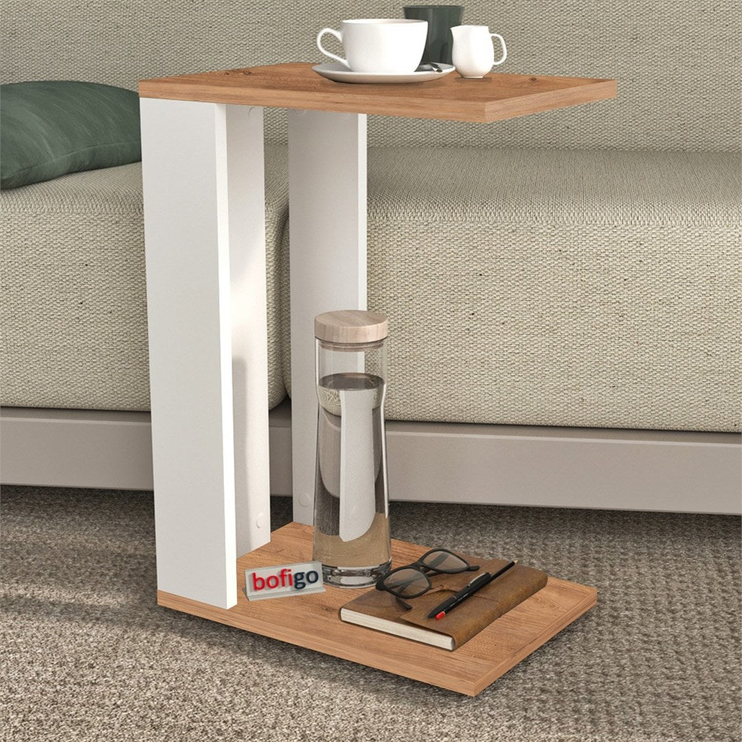 Masuta de cafea pe roti, masuta living 90 x 42 cm cu blocaj roti mobilitate in living, raft inferior pentru reviste sau telecomanda, PAL melaminat 18 mm bicolor Pin + Antracit, stil modern industrial Pin/Antracit - detaliu 6