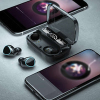 Casti wireless M10, Bluetooth 5.3, Stereo, LED, TWS, Negru - imagine 2