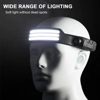 Lanterna cap LED, 1200 lumeni, Senzor de miscare, 5 Moduri lumina, Negru - imagine 2