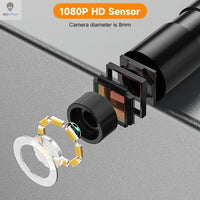 Endoscop multifunctional 1080P, eran 2 inch, camera HD cu cablu rigid impermeabil de 5m - imagine 5