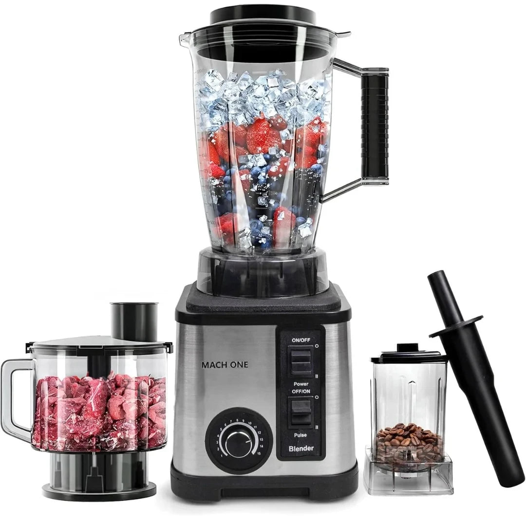 Robot de Bucatarie Multifunctional 6-în-1 Mach One BF-5052 – 3 Recipiente, Motor 9500W, 15 Trepte de Viteză, Blender + Tocator + Razatoare