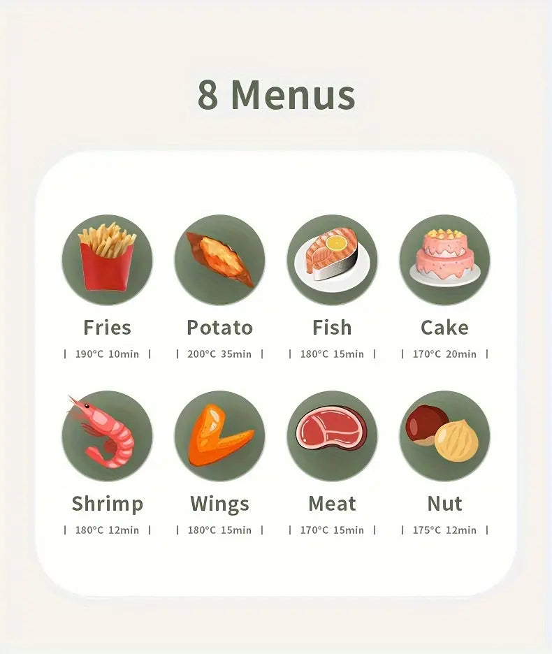 Friteuza cu aer cald, Air Fryer 8L, 2400 W, afisaj digital LCD color, Touch control, otel inoxidabil