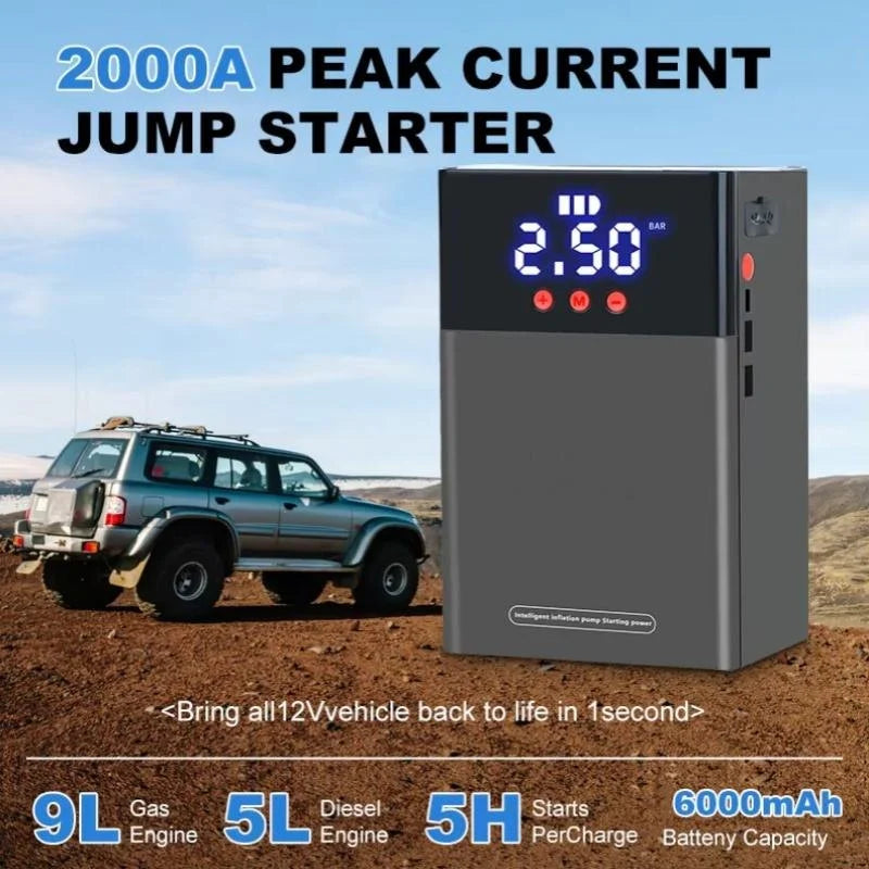 Jump Starter auto multifunctional 12V cu compresor aer 150 PSI si baterie 80000mAh