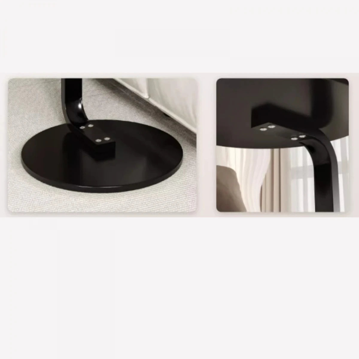 Masuta rotunda pentru cafea, MDF cu metal, 50 x 60 cm, maro cu negru