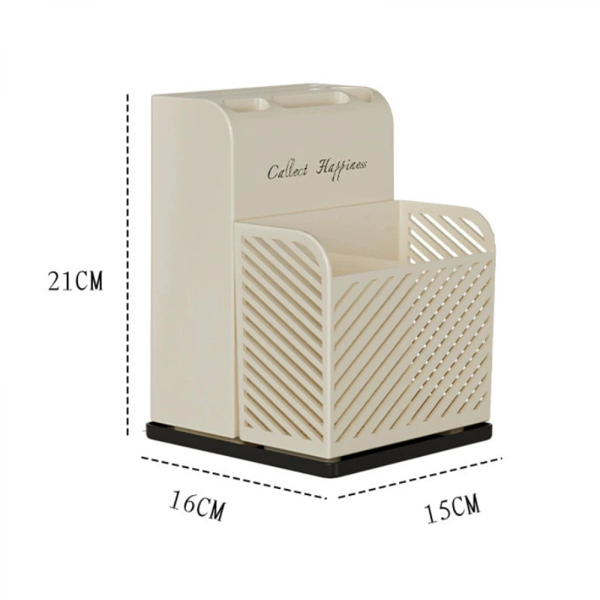 Suport ustensile bucatarie, recipient cutite, 3 compartimente, plastic, 21 x 16 x 15 cm, alb